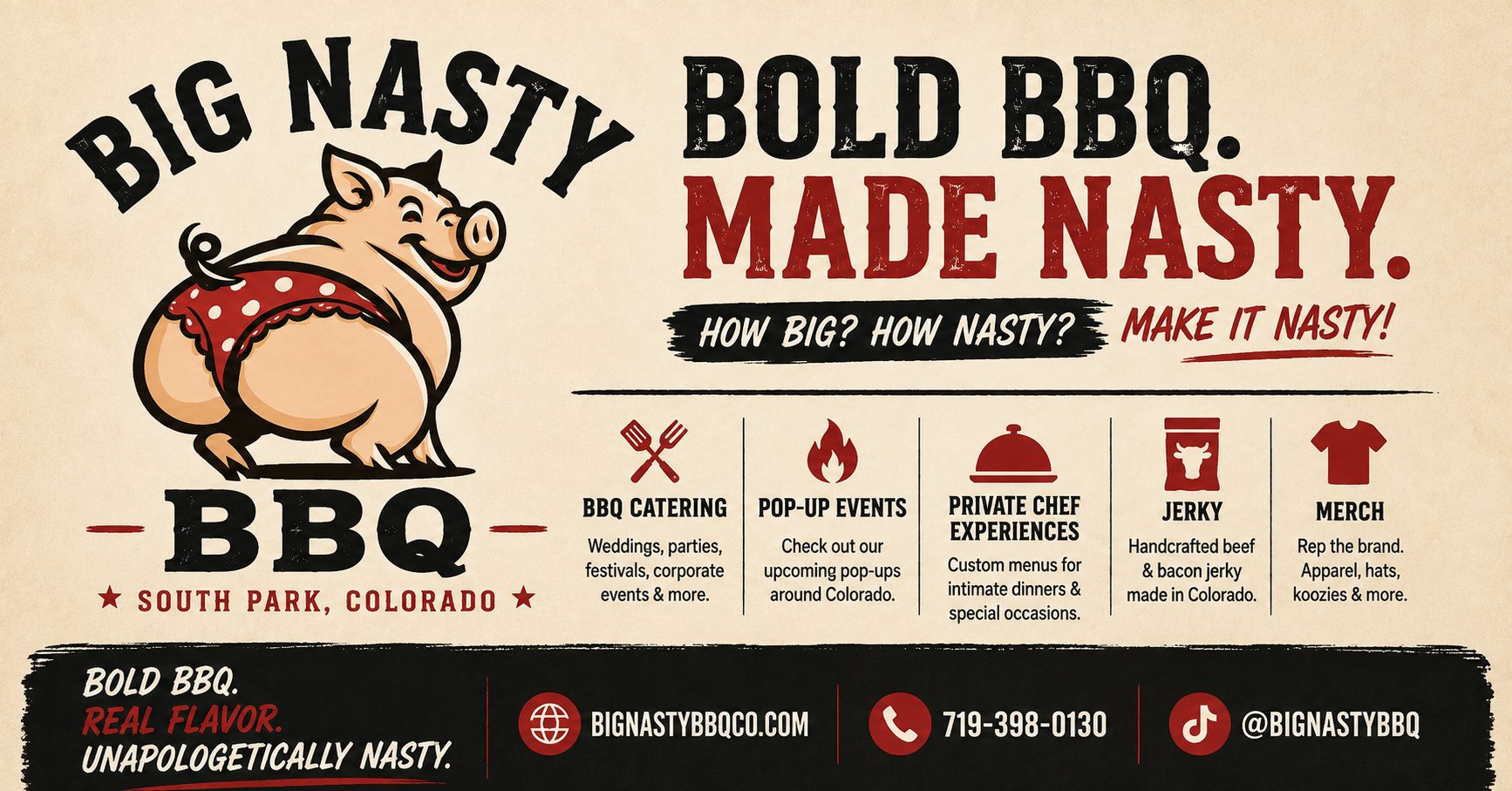Big Nasty BBQ — Bold BBQ. Made nasty. Catering, pop-up events, private chef experiences, jerky and merch